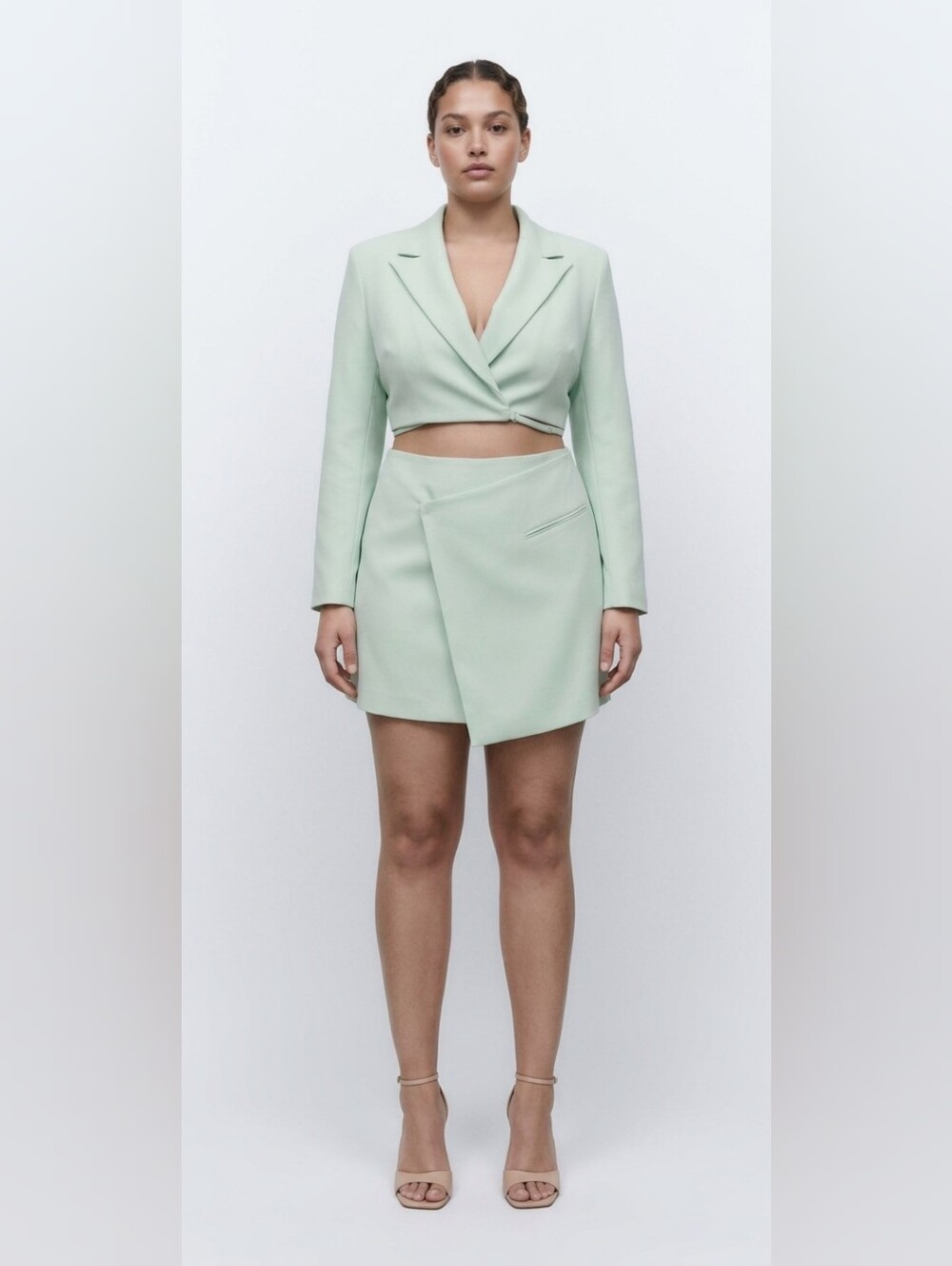 NWT Zara Cut Out Blazer Dress Mint Green Size 2X